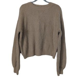 Nasty Gal women's fuzzy long sleeve sweater, tan, size L